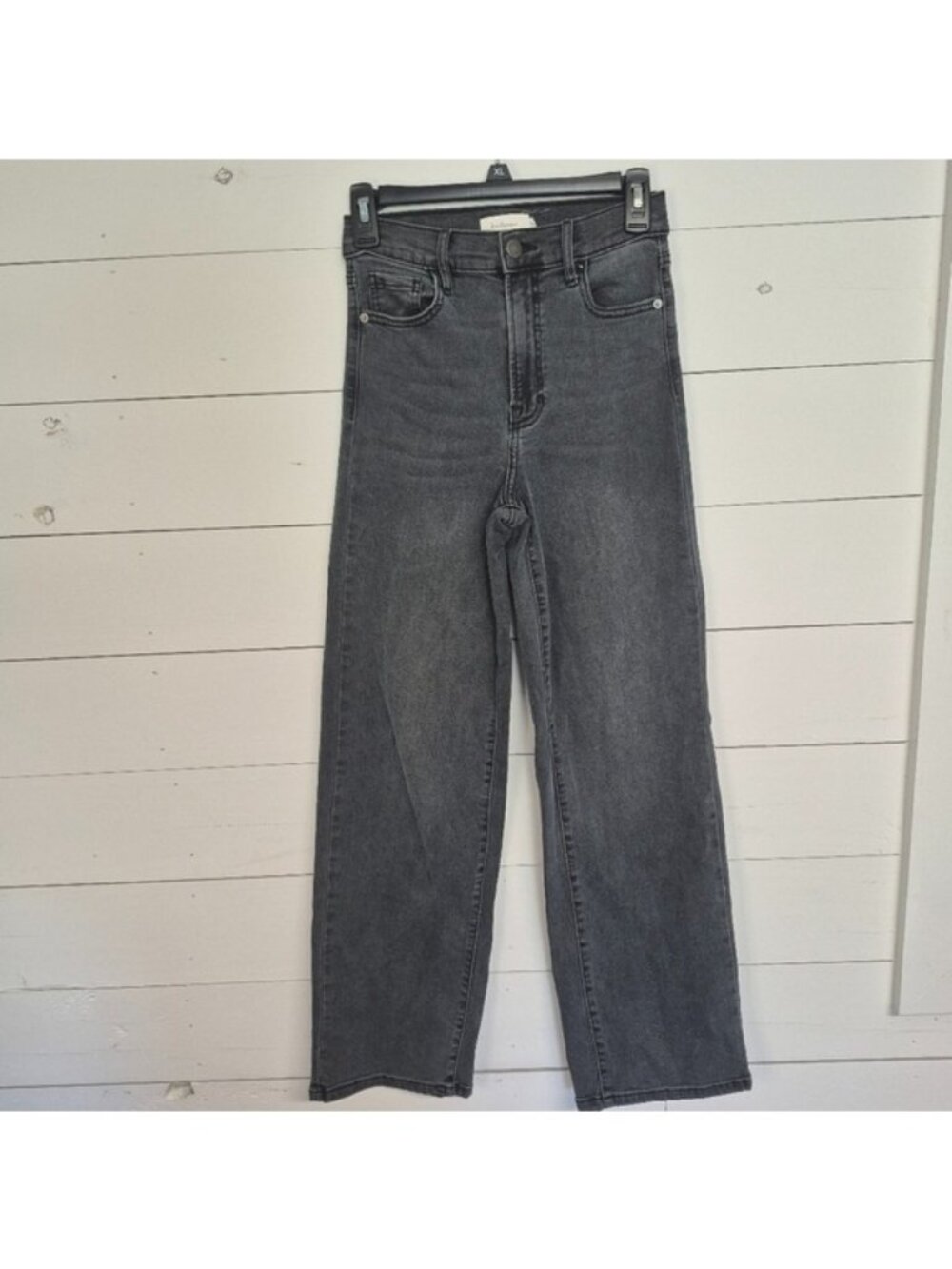 Böhme Womens High-Waisted Black Washed Straight-Leg Denim Jeans Size 25